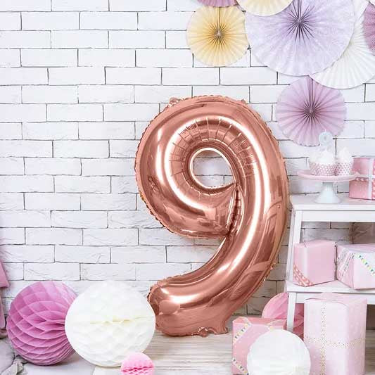 Balloon Foil Number - 9 Rose Gold - 34" (86cm)