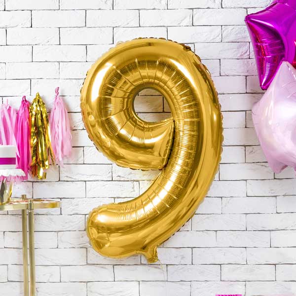 Balloon Foil Number - 9 Gold - 34" (86cm)