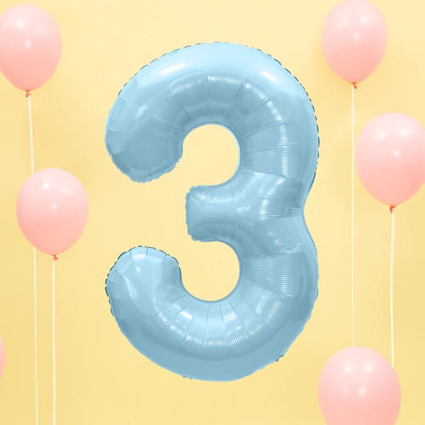 Balloon Foil Number - 3 Blue - 34" (86cm)