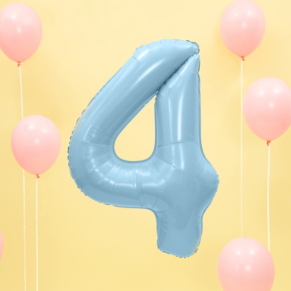 Balloon Foil Number - 4 Blue - 34" (86cm)