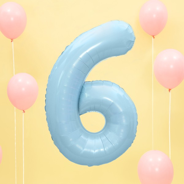 Balloon Foil Number - 6 Blue - 34" (86cm)