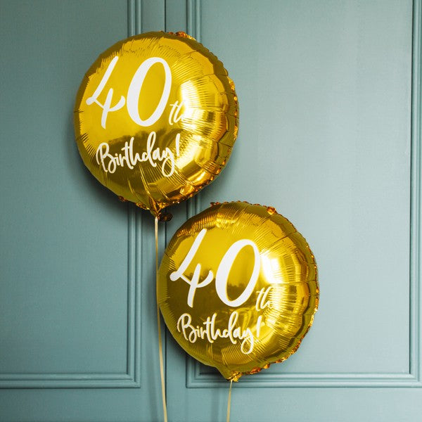Gold 40th Birthday Balloon - 18" Foil