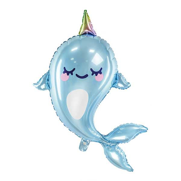 Foil balloon Narwhal, 53x87cm, mix