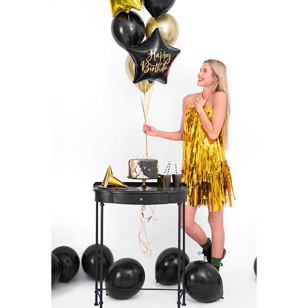 Foil balloon - Black Star - Happy Birthday To 15.5''