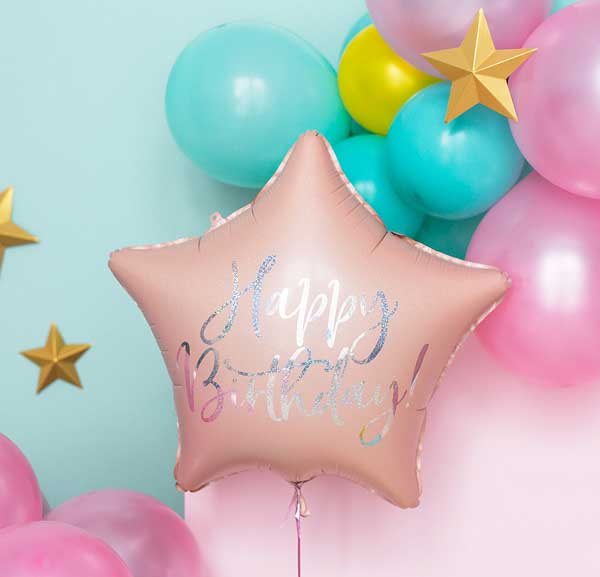 Foil balloon - Powder Pink Star - Happy Birthday 15.5''