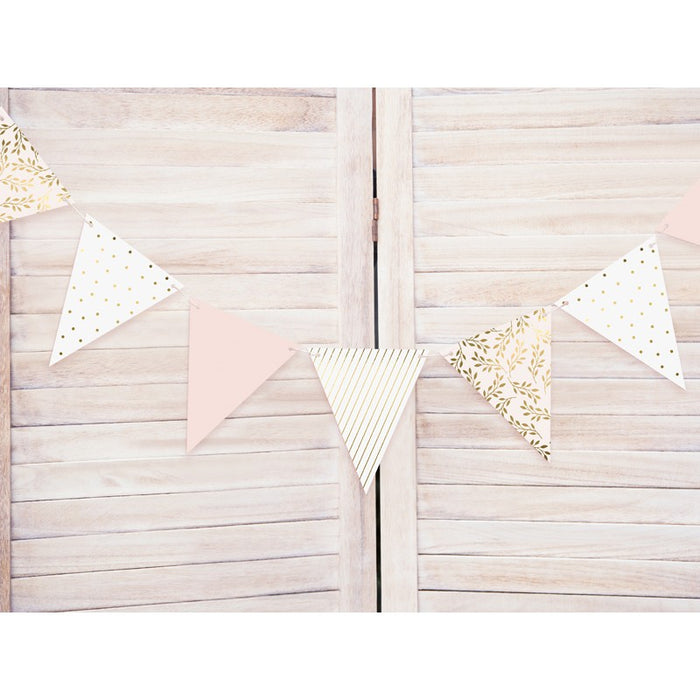 Mixed Bunting - Pink, White and Gold - 2.1m