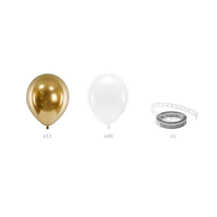 Balloon garland - white and gold, 200cm