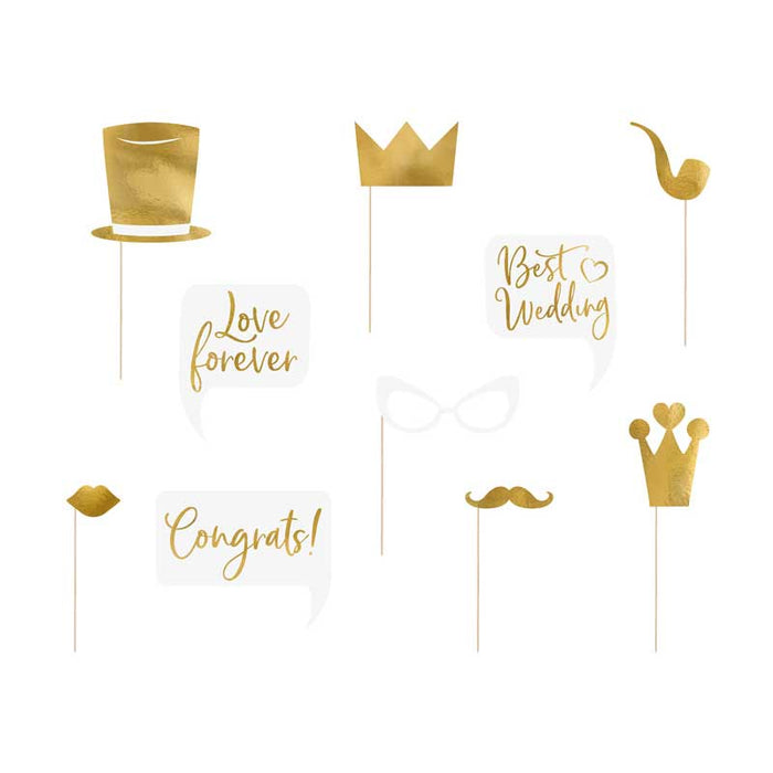 Wedding photo props, mix gold - 10pk