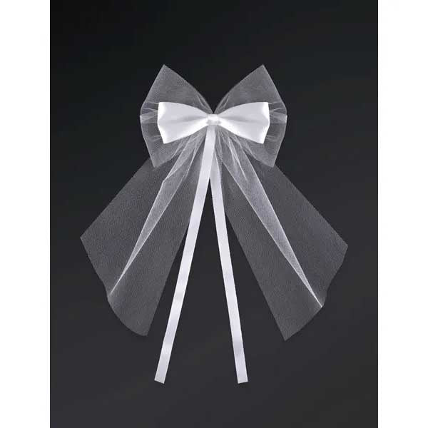 Bows with a ribbon, white, 18cm - 2pk