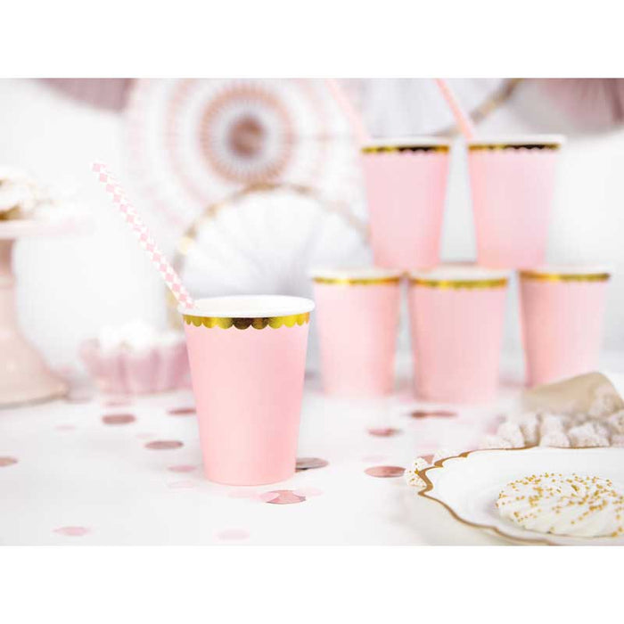 Party Cups - Pink & Gold Scallop - 6pk