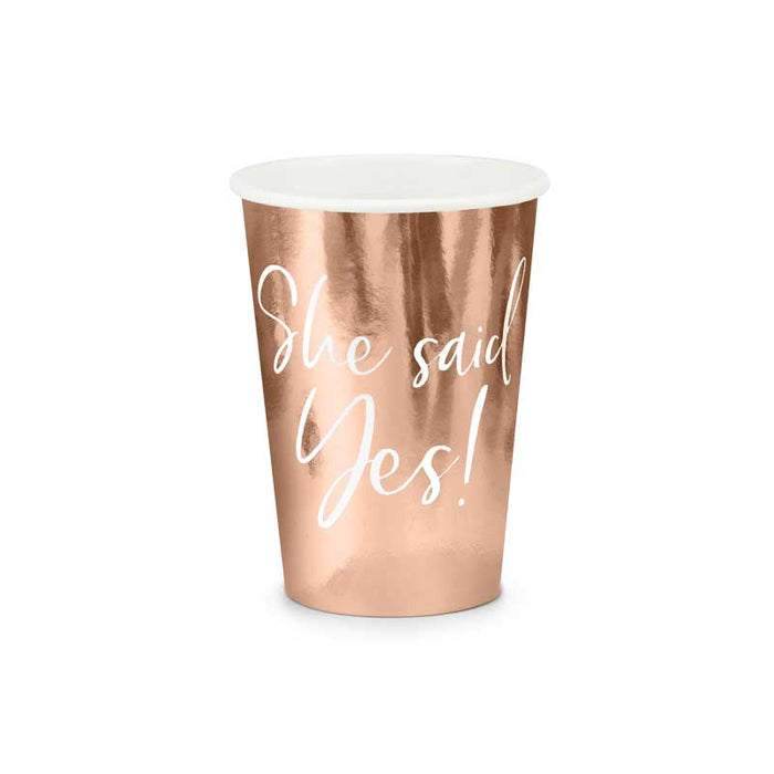 Cups She said yes!, rose gold, 220ml - 6pk