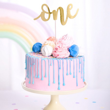 Cake Topper - One - Gold