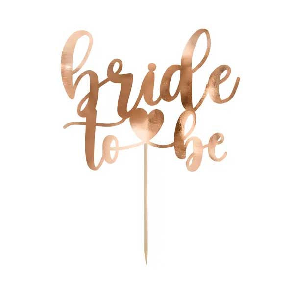 Cake topper Bride to be, 17.5 cm, rose gold