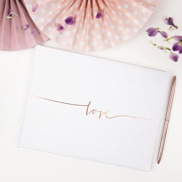 Guest Book - Rose Gold Love Inscription