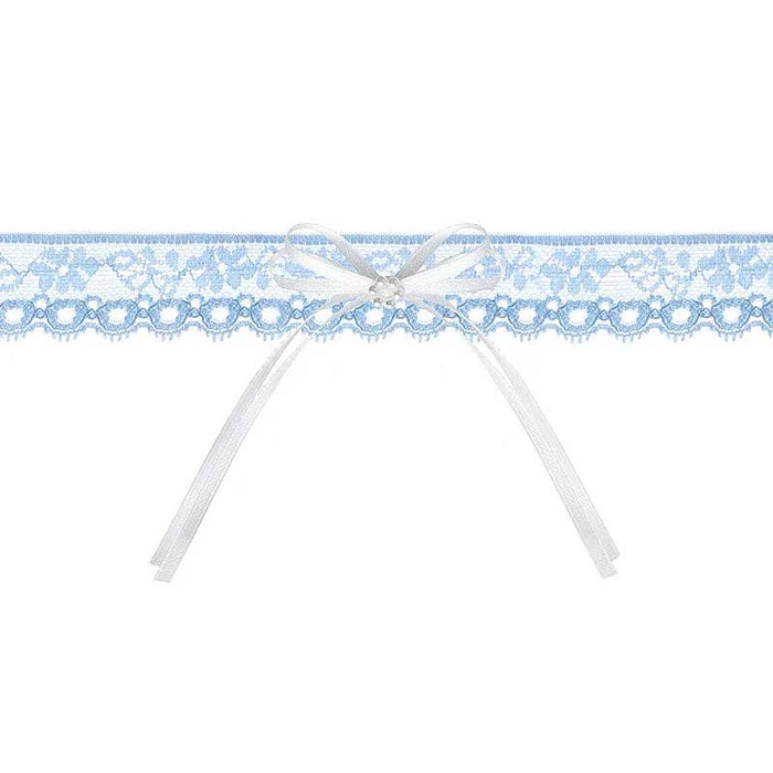 Lace garter with a ribbon, sky-blue