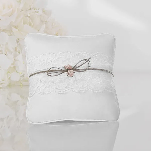 Ring bearer pillow, white, 16 x 16cm