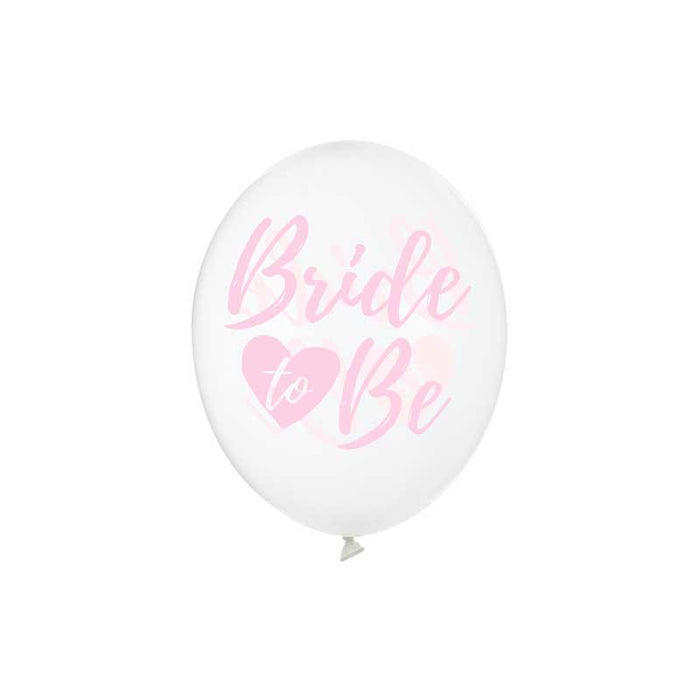 Balloons 30cm, Bride to be, Crystal Clear with Pink Print - 6pk