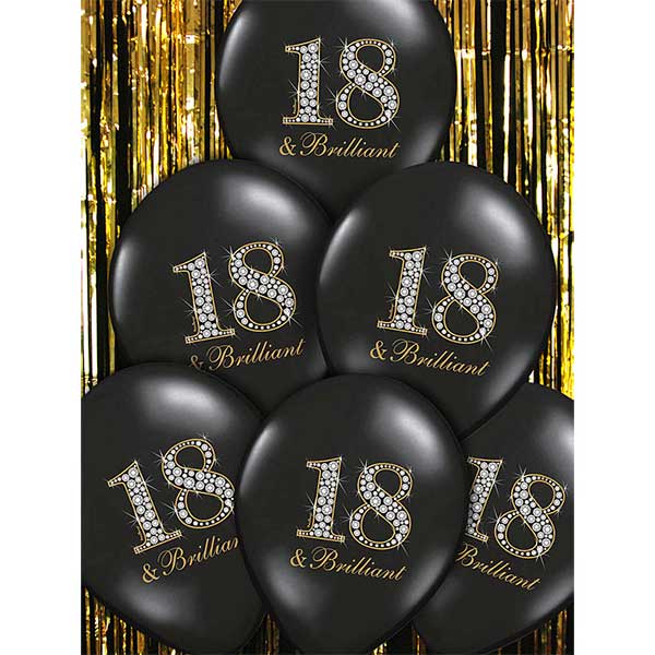 Balloons 30cm, 18 & Brilliant, Pastel Black - 6pk
