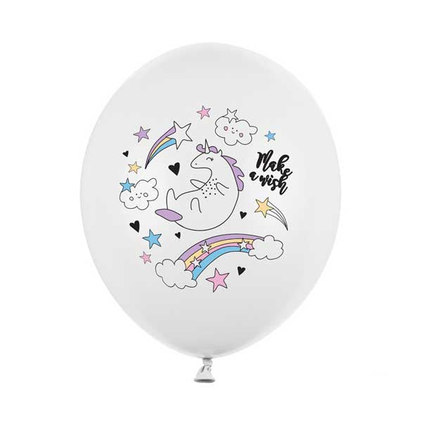 Balloons 30cm, Unicorn, Pastel Pure White - 6pk