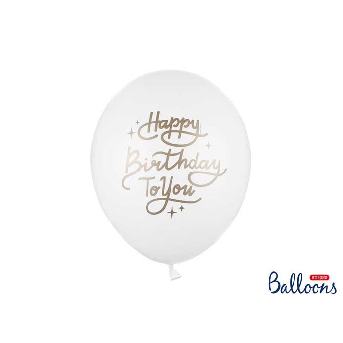 Strong Balloons 30cm, Happy Birthday - White