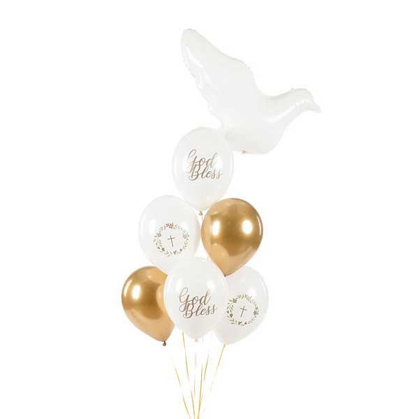 Balloons 30 cm, God Bless, Pastel Pure White