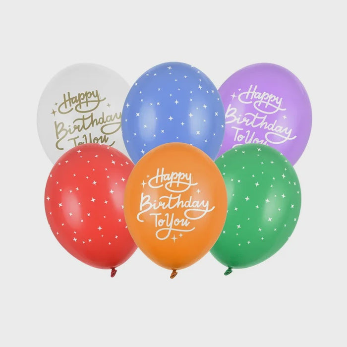 Balloons 30 cm, Happy Birthday To You, mix - 6pk