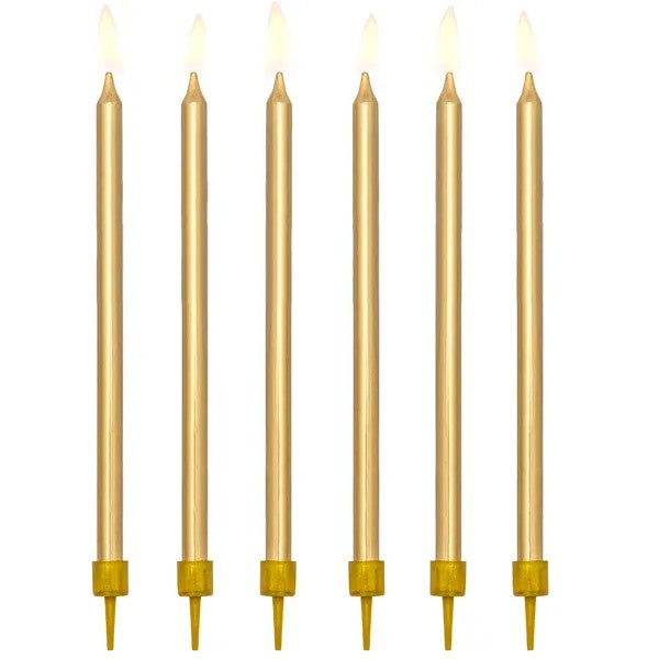 Birthday candles, plain, gold, 12.5cm