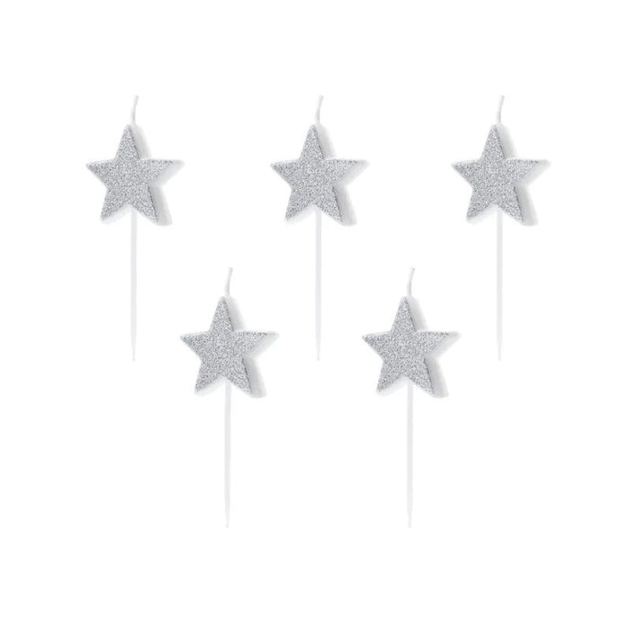 Birthday candles Stars, silver, 3.5cm