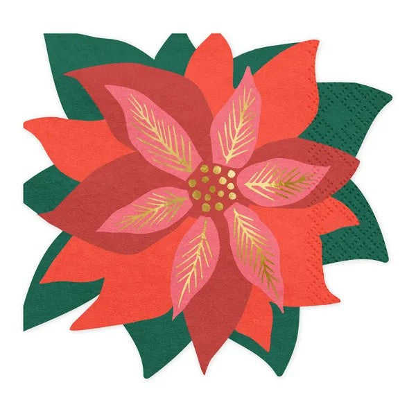 Napkins Red star of Bethlehem, mix, 14.5x15.5cm - 20pk