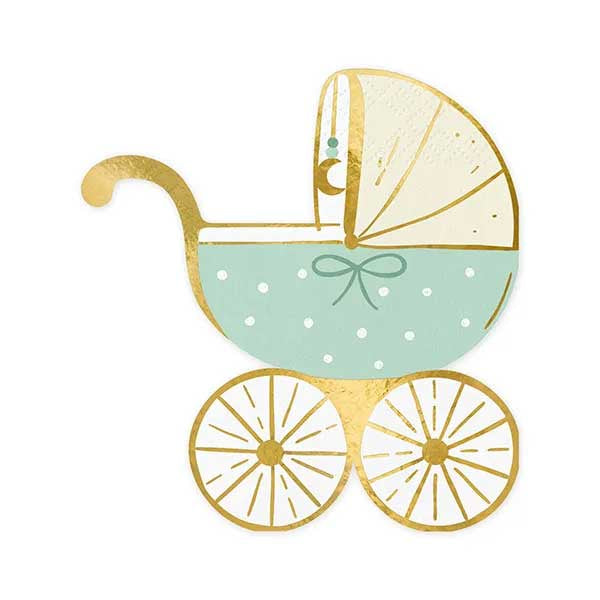 Napkins Baby stroller, tiffany blue, 14x15 cm - 20pk