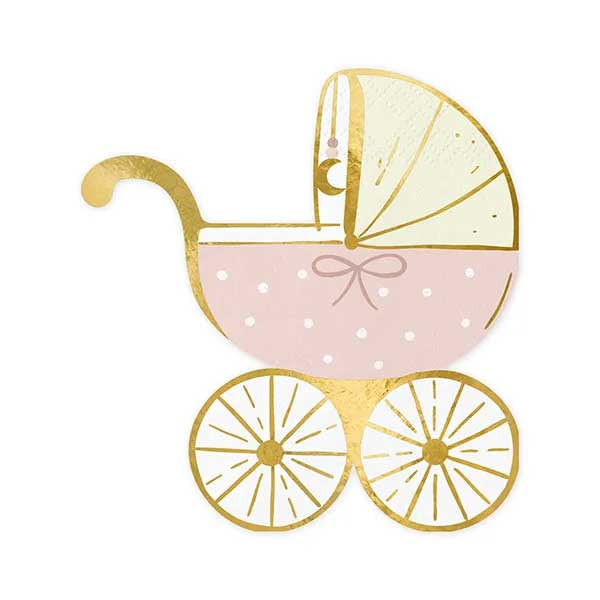 Napkins Baby stroller, light pink, 14x15 cm - 20pk