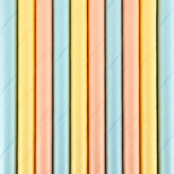 Paper straws Summer time, 19.5cm - 10pk