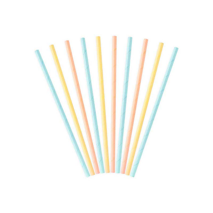 Paper straws Summer time, 19.5cm - 10pk