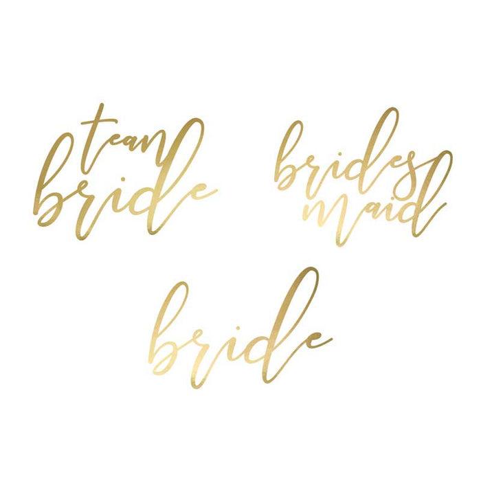 Temporary tattoos Bachelorette party, gold - 15pk