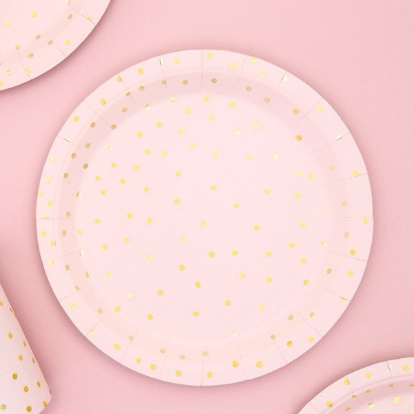 Dessert Plates - Pink & Gold Dots - 6pk