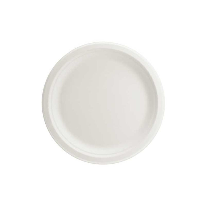 Sugar cane plates, white, 22.5cm - 6pk