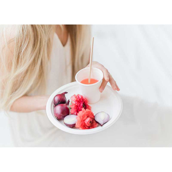 Sugar cane plates, white, 22.5cm - 6pk