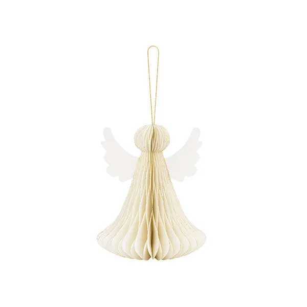 Paper decoration honeycomb Angel, ivory, 15 cm
