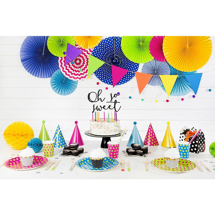 Cone Hats - Mixed Colour Dots - 6pk