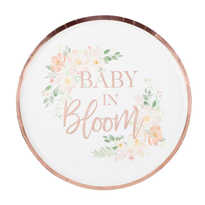 Rose Gold Baby In Bloom Baby Shower Plates