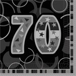 Lunch Napkins - Dazzling Black - 70th Birthday