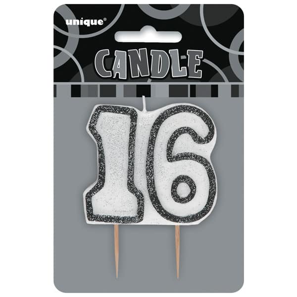 Dazzling Effects 16th Birthday Candle - Black
