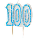 Dazzling Effects 100th Birthday Candle - Blue