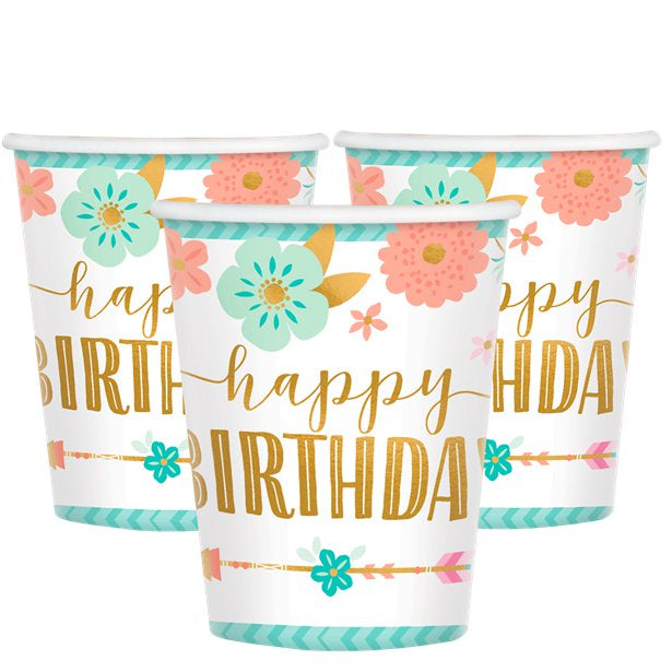Party Cups - Boho Birthday Girl - 8pk