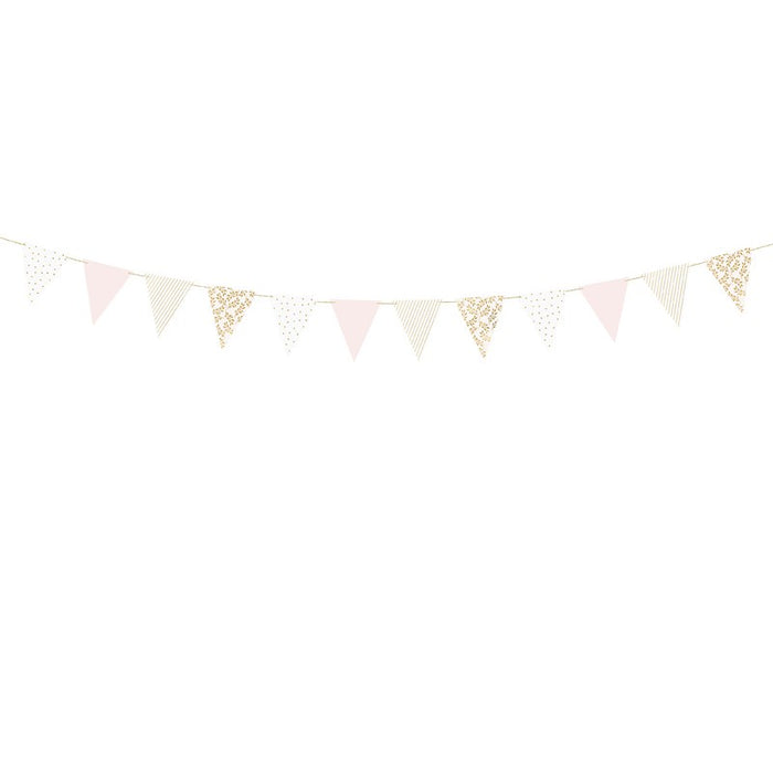 Mixed Bunting - Pink, White and Gold - 2.1m