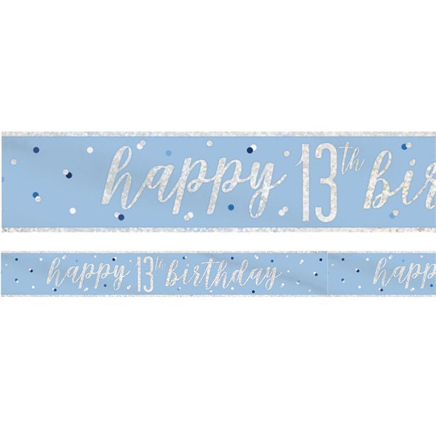 Birthday Banner - Blue Birthday Glitz - Age 13 - 2.7m