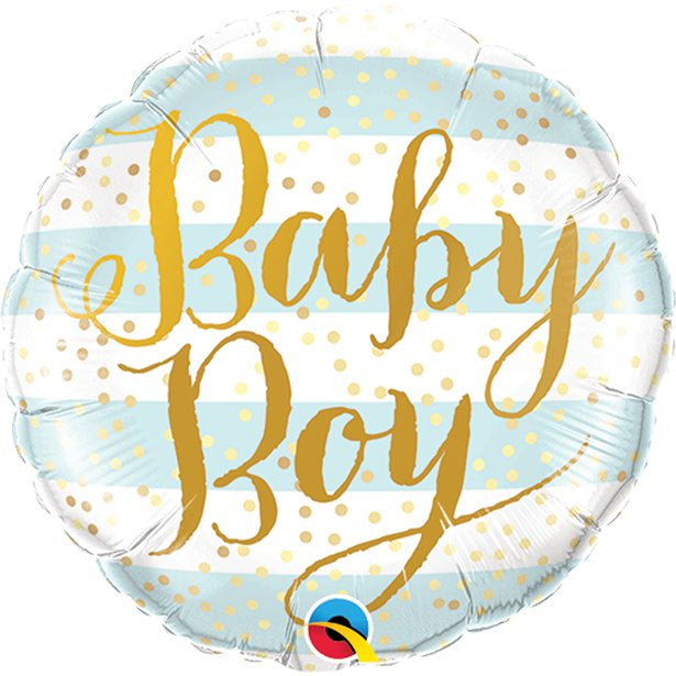 Balloon Foil Round Shape - Baby Boy - Blue Stripes