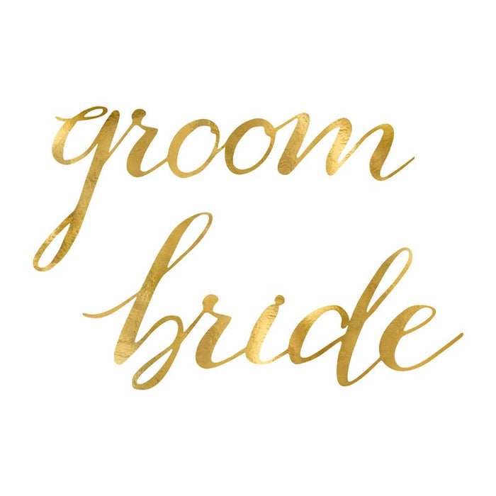 Chair Signs - Bride and Groom - Gold