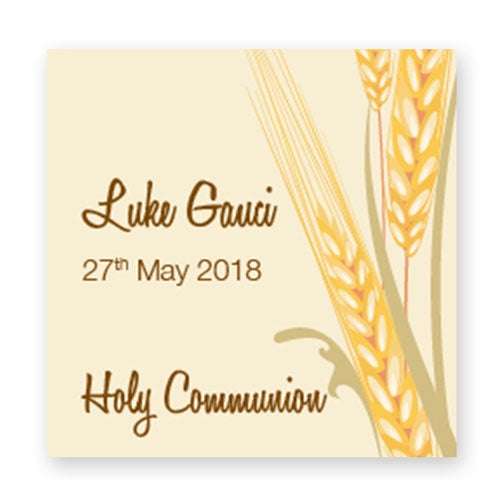 Tags Personalized Square - Holy Communion - Classic Wheat - TAG04-09
