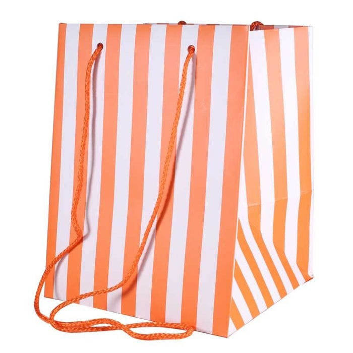 19x25cm Orange Candy Stripe Hand Tied Bag
